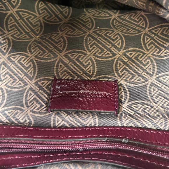 Antonio Melani Burgundy Leather Satchel Handbag w/ Dust Bag - Picture 7 of 8